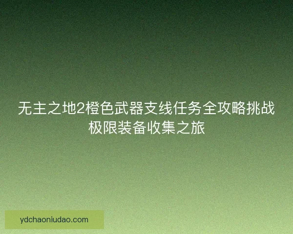 无主之地2橙色武器支线任务全攻略挑战极限装备收集之旅