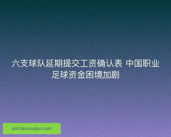 六支球队延期提交工资确认表 中国职业足球资金困境加剧 六支球队延期提交工资确认表 中国职业足球资金困境加剧